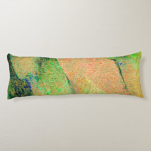 しわだらけの革スタイルと緑のサーモン絵を描擦り切れたの使用 ボディピロー (裏面)