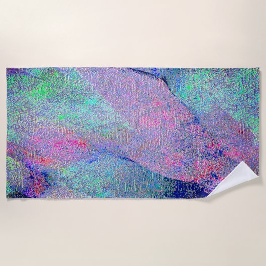 しわの付いたレザー擦り切れたスタイル絵を描、青いトーン ビーチタオル (正面)