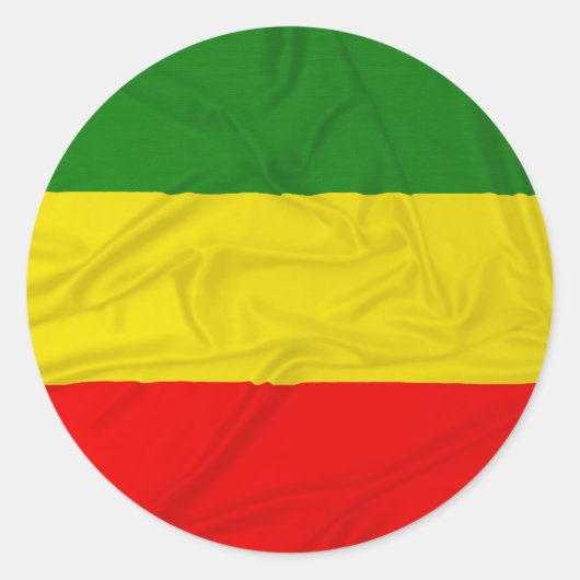 しわ付きラスタファリア国旗 ラウンドシール (正面)
