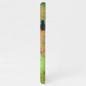 しわ付き皮革効果、緑のオレンジ擦り切れた絵を描色 iPhoneケース (右側)