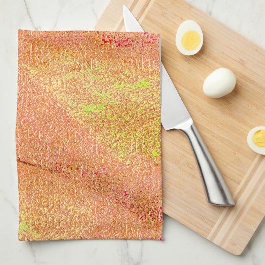 しわ付き革スタイル擦り切れた絵を描、サーモン キッチンタオル (四つ折り)