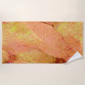 しわ付き革スタイル擦り切れた絵を描、サーモン ビーチタオル (正面)