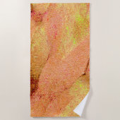 しわ付き革スタイル擦り切れた絵を描、サーモン ビーチタオル (正面)