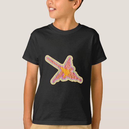 しわ加工を施したペーパーの効果を持つナスカラインのハチドリ Tシャツ (正面)