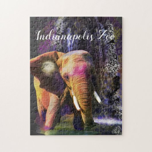 しわ疑問に思のカラフルい象の滝 ジグソーパズル (縦)