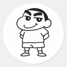 しんちゃん白黒ラインアート ラウンドシール