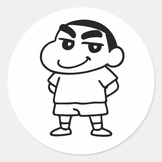 しんちゃん白黒ラインアート ラウンドシール (正面)