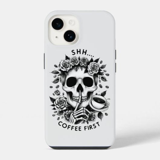 しーっ…コーヒー優先 iPhoneケース (裏面)