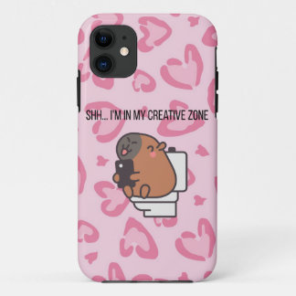 しー… 創造中だよ | おもしろカピバラ iPhoneケース iPhone 11 ケース
