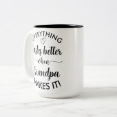 じいちゃんができると全て美味しい ツートーンマグカップ (正面左)