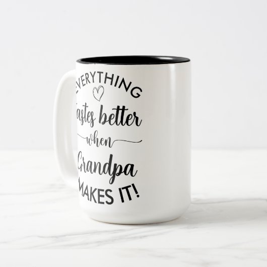 じいちゃんができると全て美味しい ツートーンマグカップ (正面左)