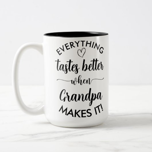 じいちゃんができると全て美味しい ツートーンマグカップ (左)