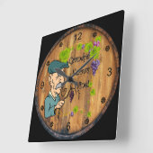 じいちゃんはワイン知ってる！ワインバレルの側面の背景 スクエア壁時計 (傾斜)