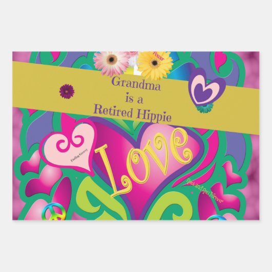 じいちゃんは退職したヒッピーでクールグルービーのクラス ラッピングペーパーシート (正面2)