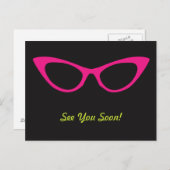 じゃあまたピンク猫の眼鏡はがき ポストカード (正面/裏面)