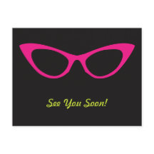 じゃあまたピンク猫の眼鏡はがき