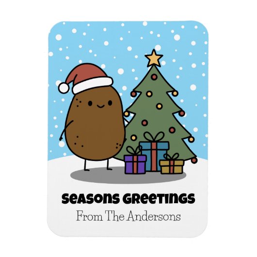 じゃがいもでクリスマスの挨拶 マグネット (縦)