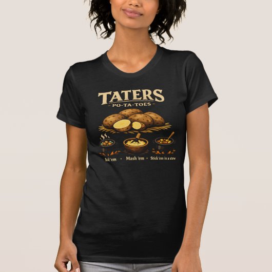 じゃがいも料理のユーモア ポテトイラスト Tシャツ (正面)