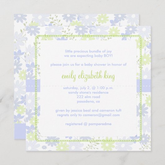 〜じゃない〜の庭の赤ちゃんシャワー 招待状 (正面/裏面)