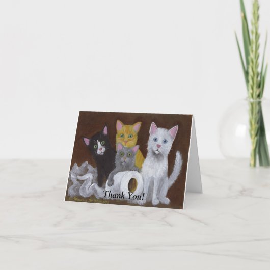 じゃれ合う子猫たち サンキューカード (正面)