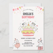 じゃれ合う猫の誕生日パーティー 招待状 (正面)