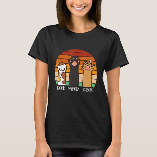 じゃんけんゲーム 子猫 愛好家 動物の足 Tシャツ (正面)