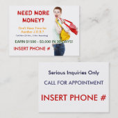 じゅーじゅーいう音カード-より多くのお金を必要として下さいか。 名刺 (正面/裏面)