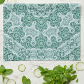 じれったいティール（緑がかった色） キッチンタオル (折り畳み)