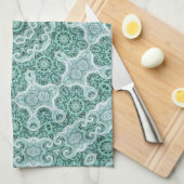 じれったいティール（緑がかった色） キッチンタオル (四つ折り)