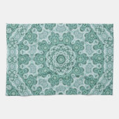 じれったいティール（緑がかった色） キッチンタオル (横)