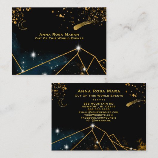 *~*すい星の神聖なジオメトリ金ゴールドグリッター月月月 名刺 (正面/裏面)