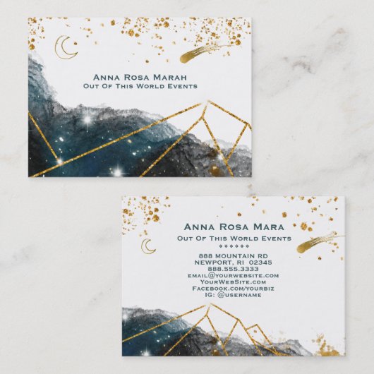 *~*すい星月の神聖なジオメトリ月のグリッター 名刺 (正面/裏面)