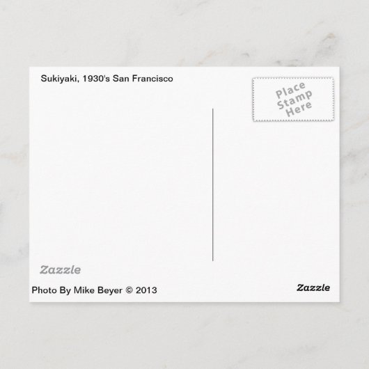 すき焼き1930年代サンフランシスコ中華街ネオン看板 ポストカード (裏面)