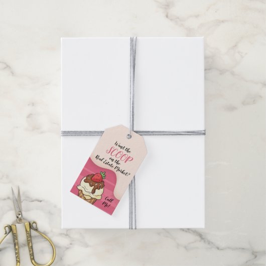 すくいアイスクリームを食べポップ・アートのたい ギフトタグ (より糸付き)