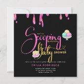 すくい上げラブアイスクリーム赤ちゃん女の子シャワー 招待状 (正面)