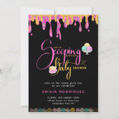 すくい上げラブアイスクリーム赤ちゃん女の子シャワー 招待状 (正面)