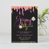 すくい上げラブアイスクリーム赤ちゃん女の子シャワー 招待状 (スタンド正面)