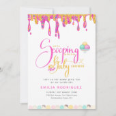 すくい上げラブアイスクリーム赤ちゃん女の子シャワー 招待状 (正面)