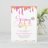 すくい上げラブアイスクリーム赤ちゃん女の子シャワー 招待状 (スタンド正面)