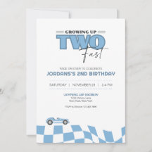 すくすく育って2歳!レーシングカーレース誕生日招待状