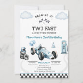 すくすく育つレーシングカーブーイの2歳の誕生日 招待状 (正面)