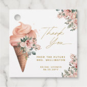 すくったアイスクリーム フローラル ピンク ブライダルシャワー フェイバータグ (正面)