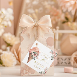 すくったアイスクリーム フローラル ピンク ブライダルシャワー フェイバータグ