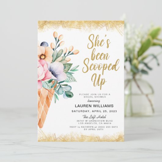 すくって食べるアイスクリーム ブライダルシャワーの招待状 招待状 (スタンド正面)