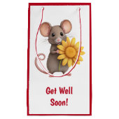 すぐにおもしろいネズミと黄色い花を得る スモールペーパーバッグ (正面)