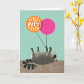 すぐにおもしろいラクーン風船が元気になる カード (黄色い花)