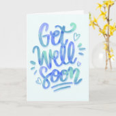 すぐにグラデーションブルー書道を得る カード (黄色い花)