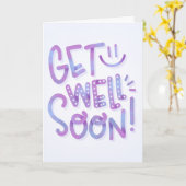 すぐにグラデーション紫色の書道を得る カード (黄色い花)