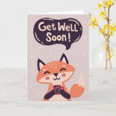 すぐにコーヒーのグリーティングでかわいいキツネを手に入れる カード (黄色い花)