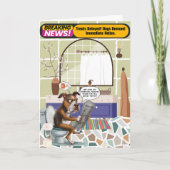 すぐにトイレに座った不機嫌感じな犬が良い カード (正面)